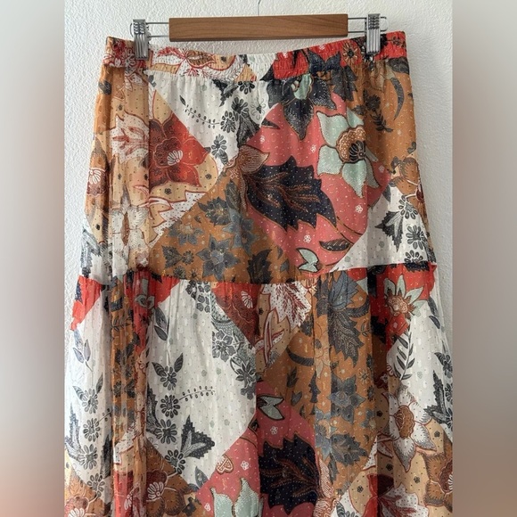 Johnny Was Stephanie Womens Skirt M Floral Metallic Print Maxi Long $275 Boho - Picture 11 of 14